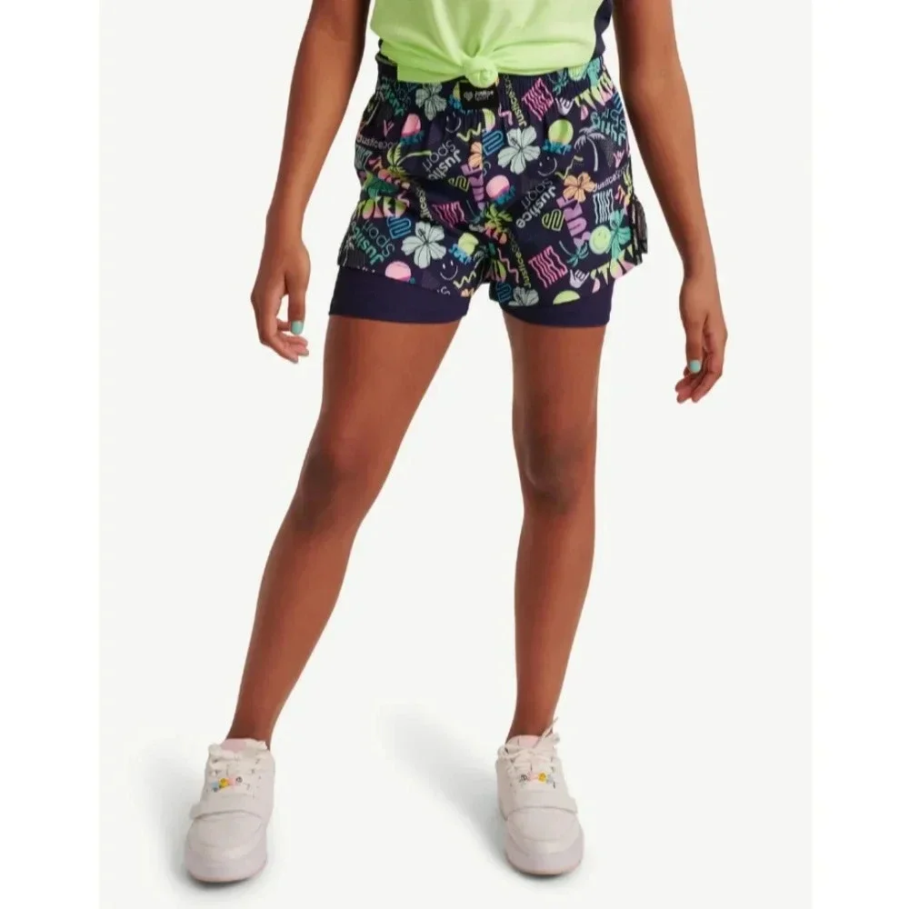 Justice Girl's J-Sport Active 2-Fer Running Short Size XL Plus (16P/18P) NWT